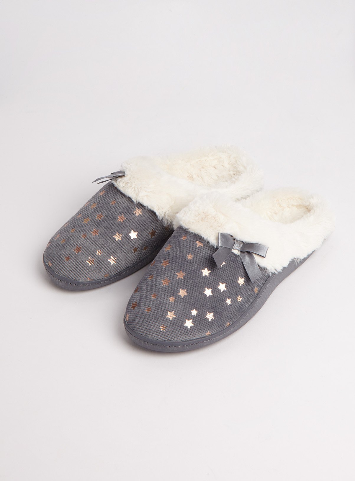 Grey & Gold Star Cupsole Mule Slippers Review