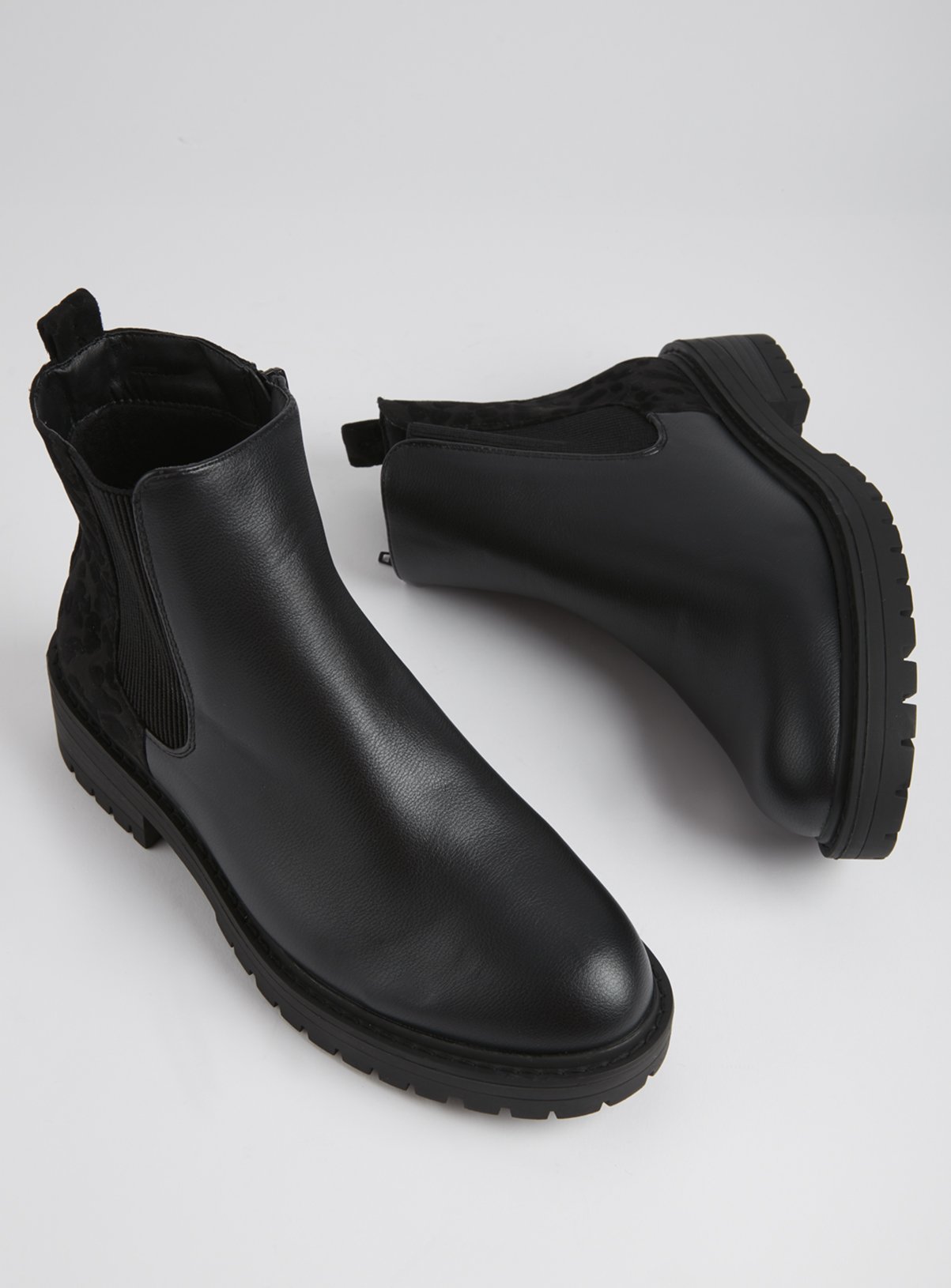 black animal print boots
