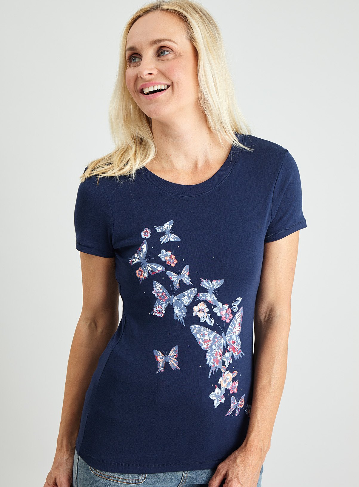 Navy Butterfly Graphic T-Shirt Review