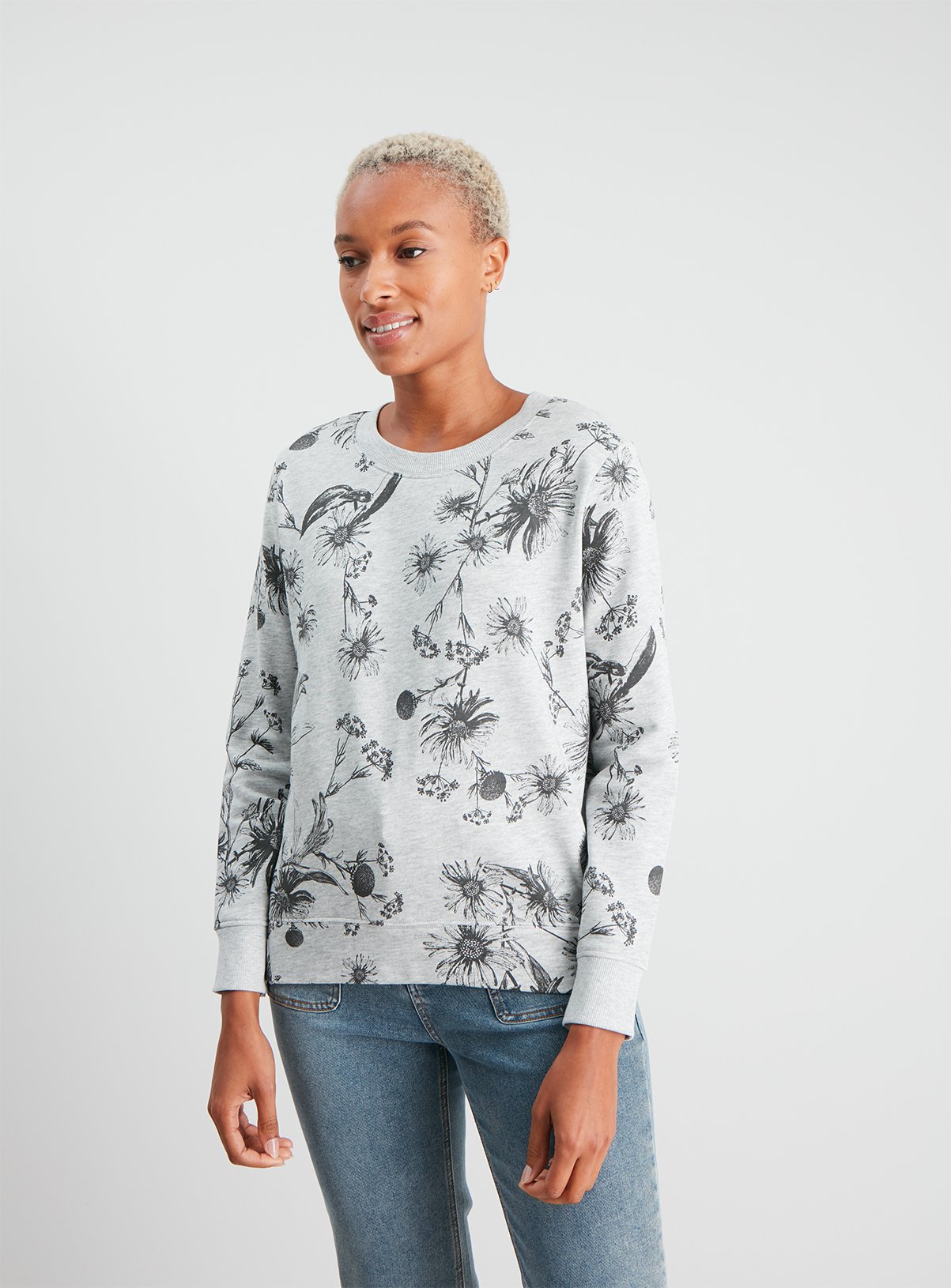 grey floral sweatshirt