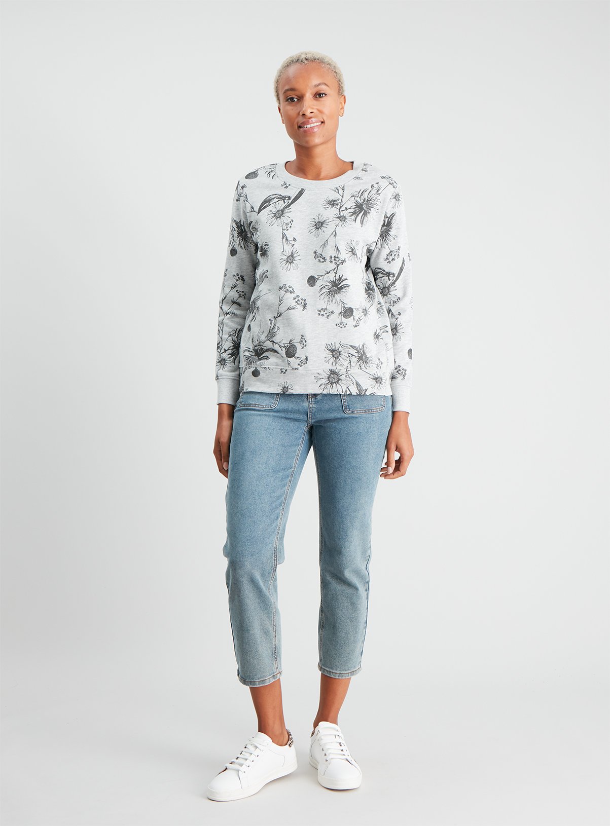 Grey Floral Print Sweatshirt Review