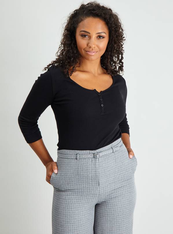 Buy Black Henley Long Sleeve Top 16 Tops Argos