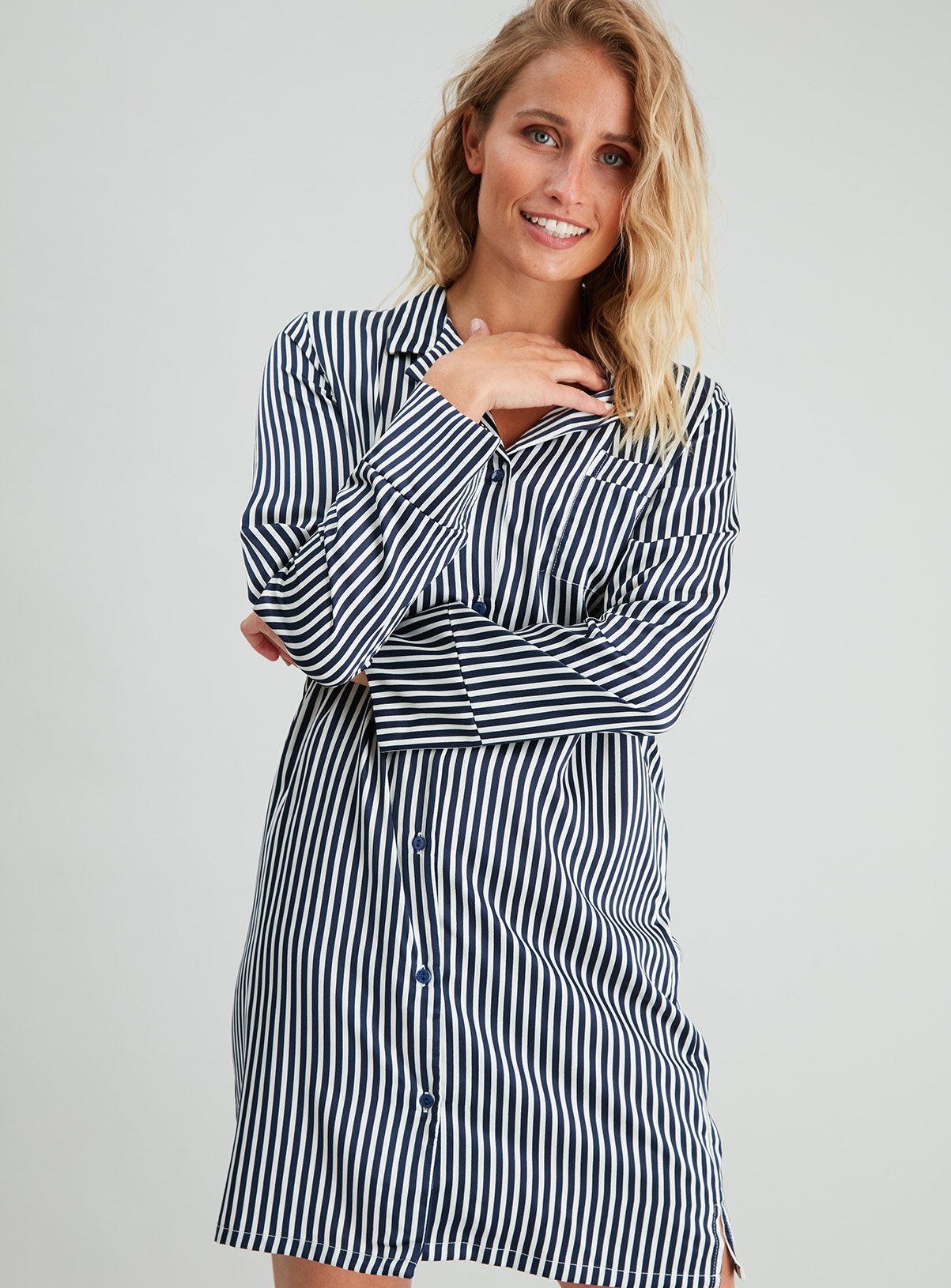 Navy Stripe Satin Nightshirt Review