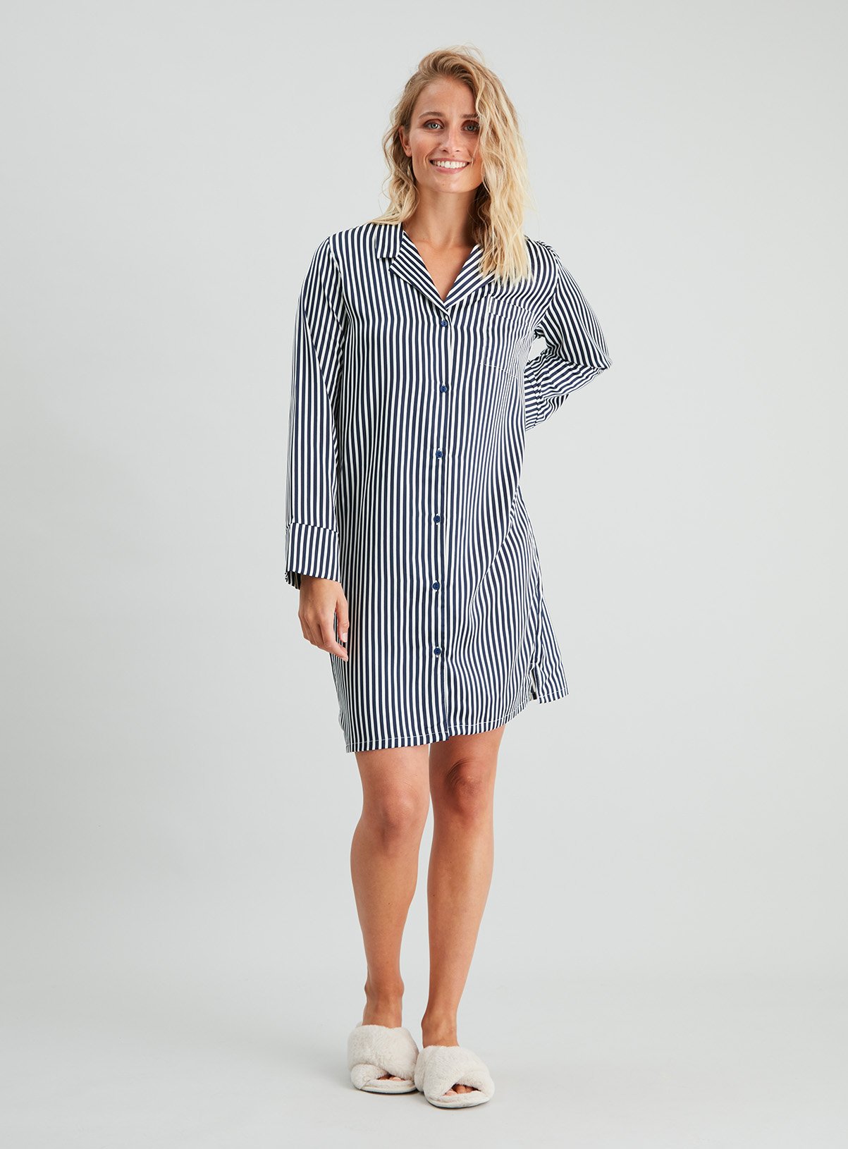 Navy Stripe Satin Nightshirt Review