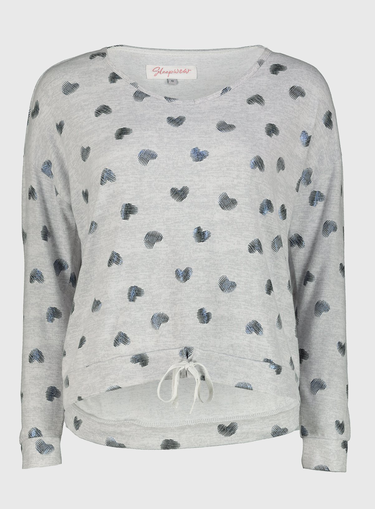 Grey Metallic Heart Print Soft Knit Pyjama Top Review