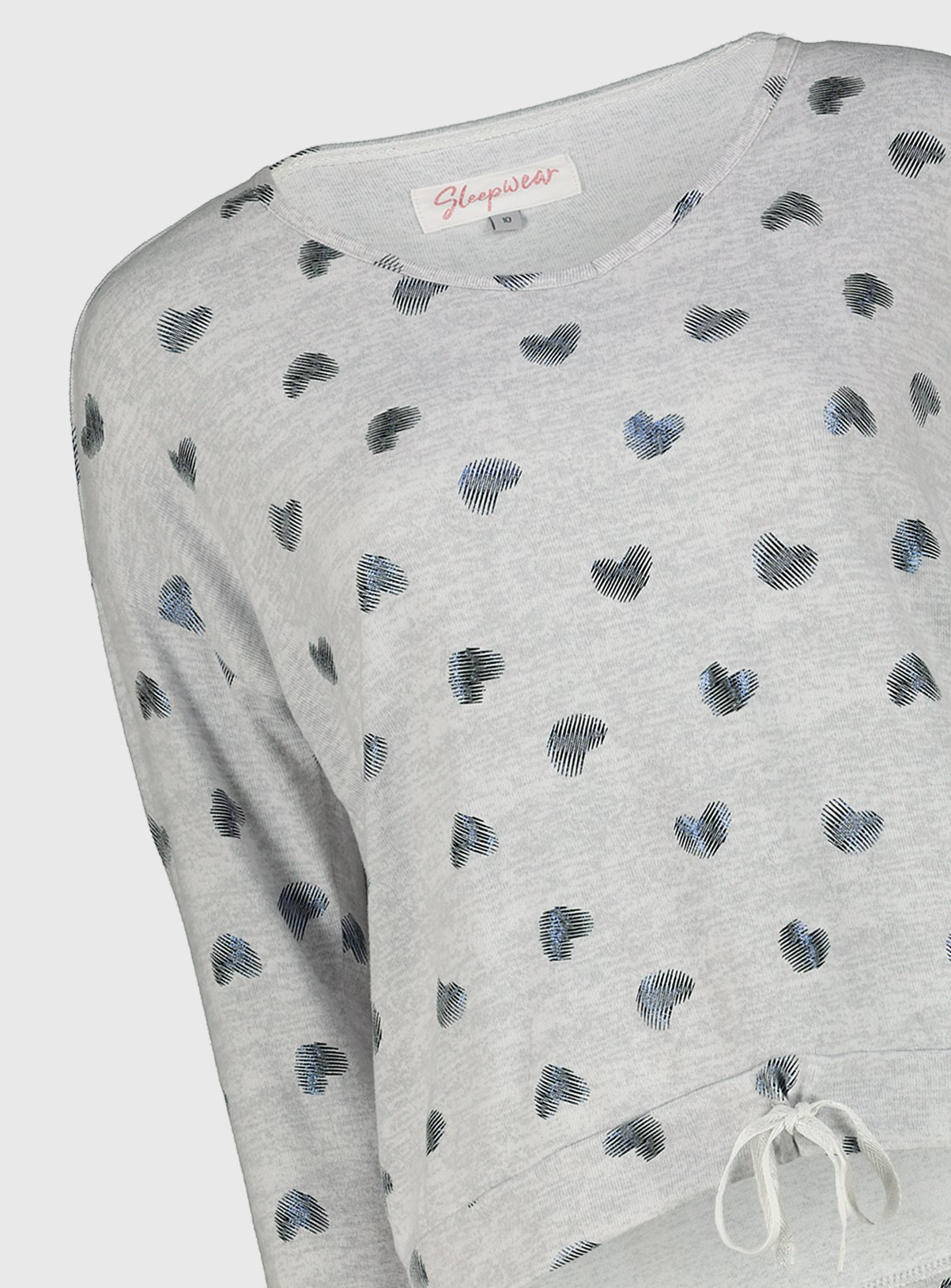 Grey Metallic Heart Print Soft Knit Pyjama Top Review