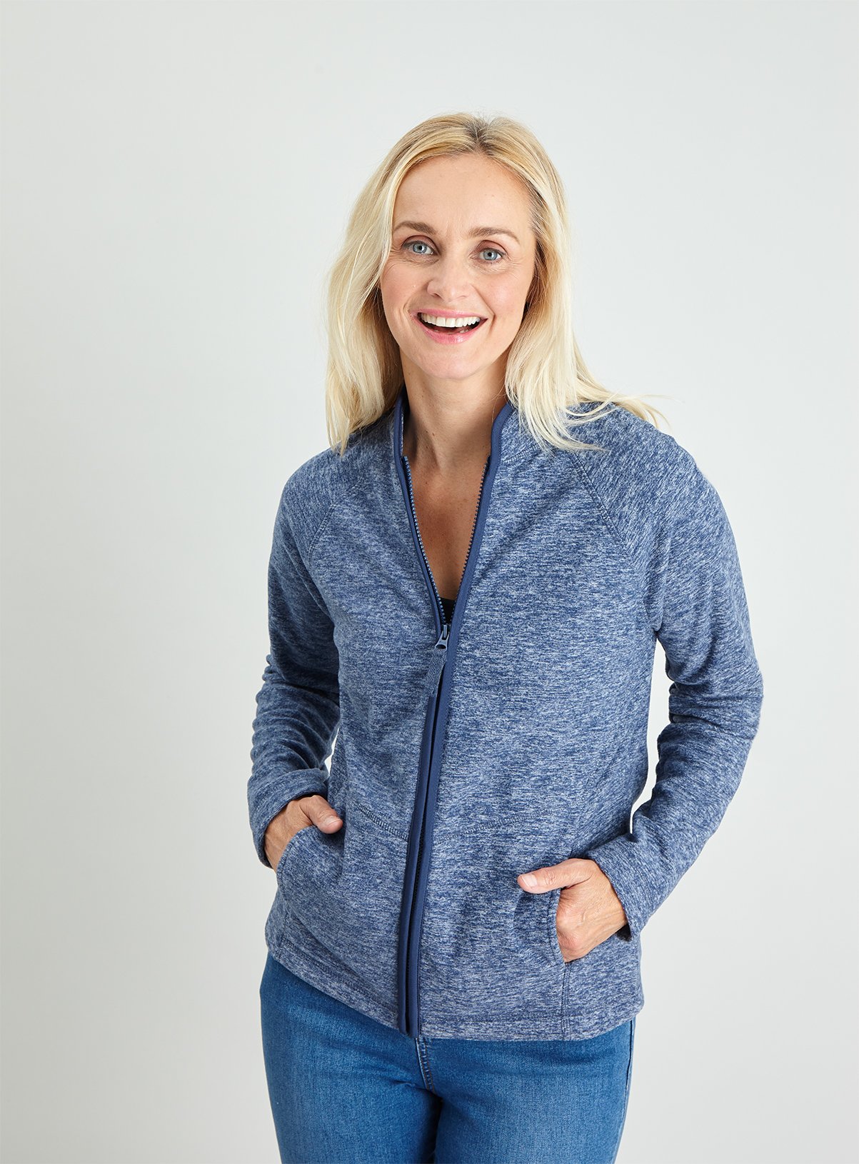 Navy Marl Zip Through Fleece Review