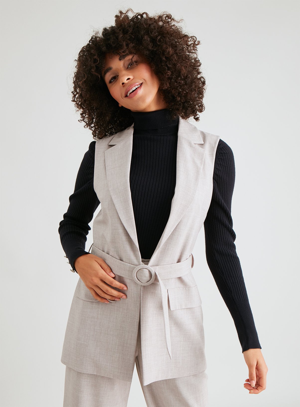 belted blazer top