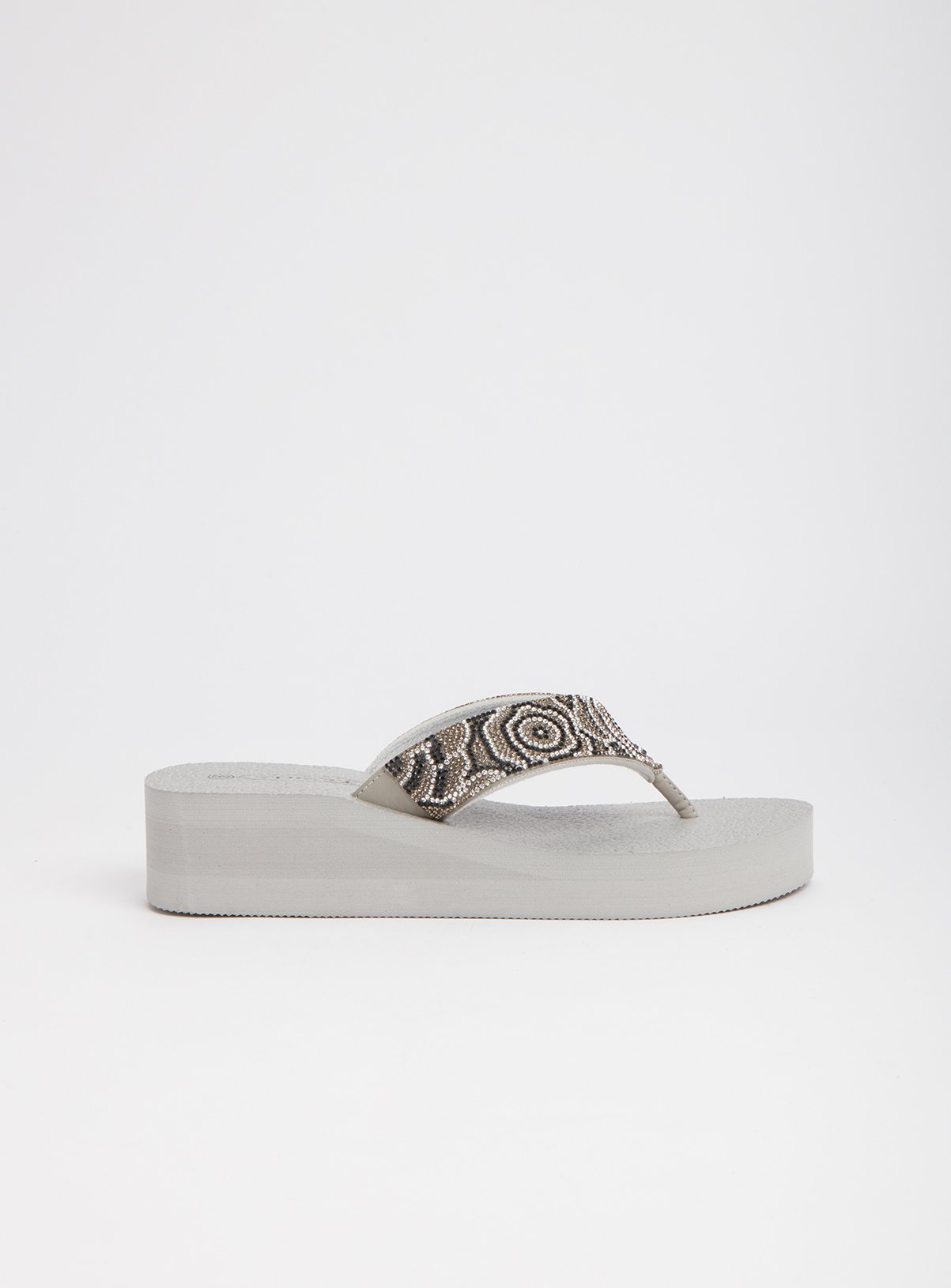 silver wedge flip flops