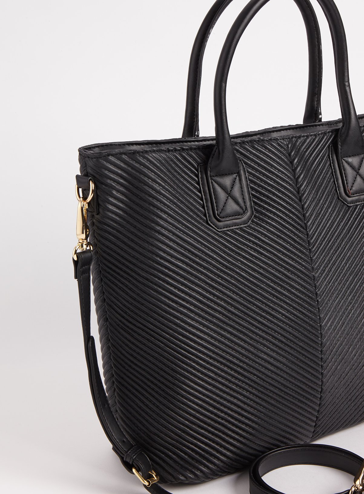 Black Faux Leather Ribbed Shopper Bag Reviews - Updated March 2023