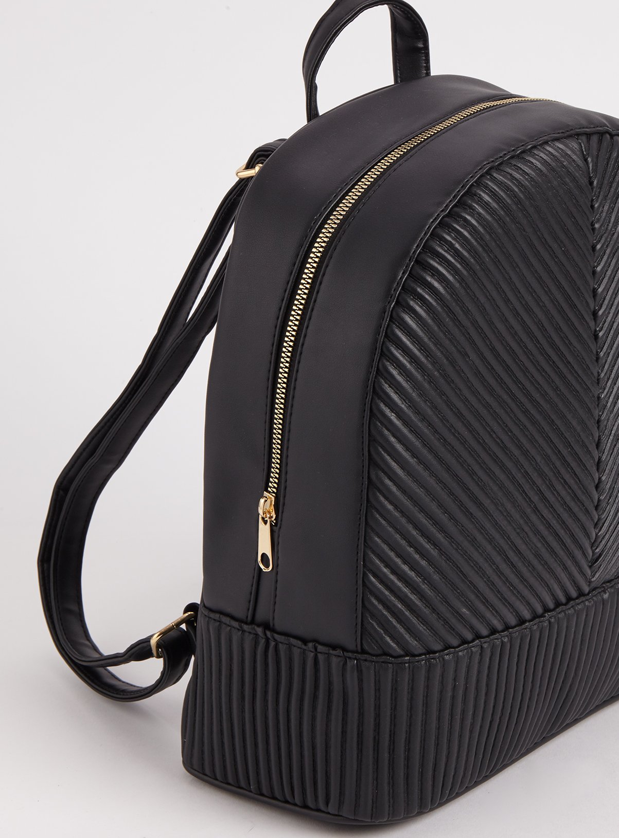 Black Faux Leather Rib Backpack Review