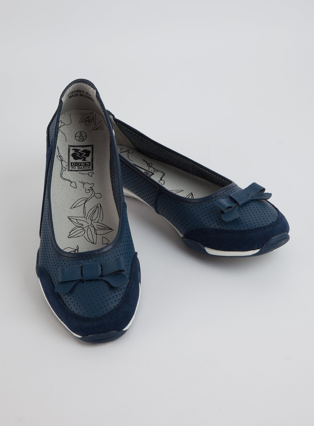 Navy Leather Sports Bow Ballerina Pumps Review