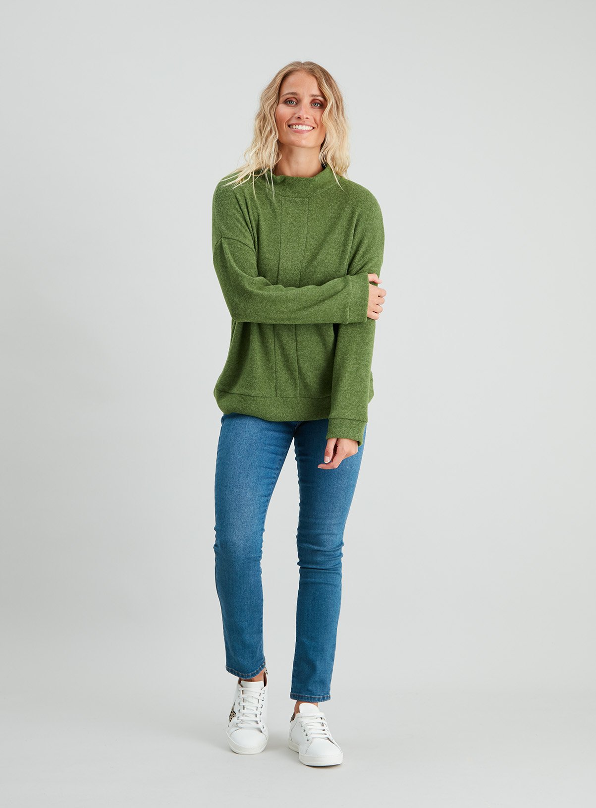 Green Soft Touch Panelled High Neck Sweatshirt Review