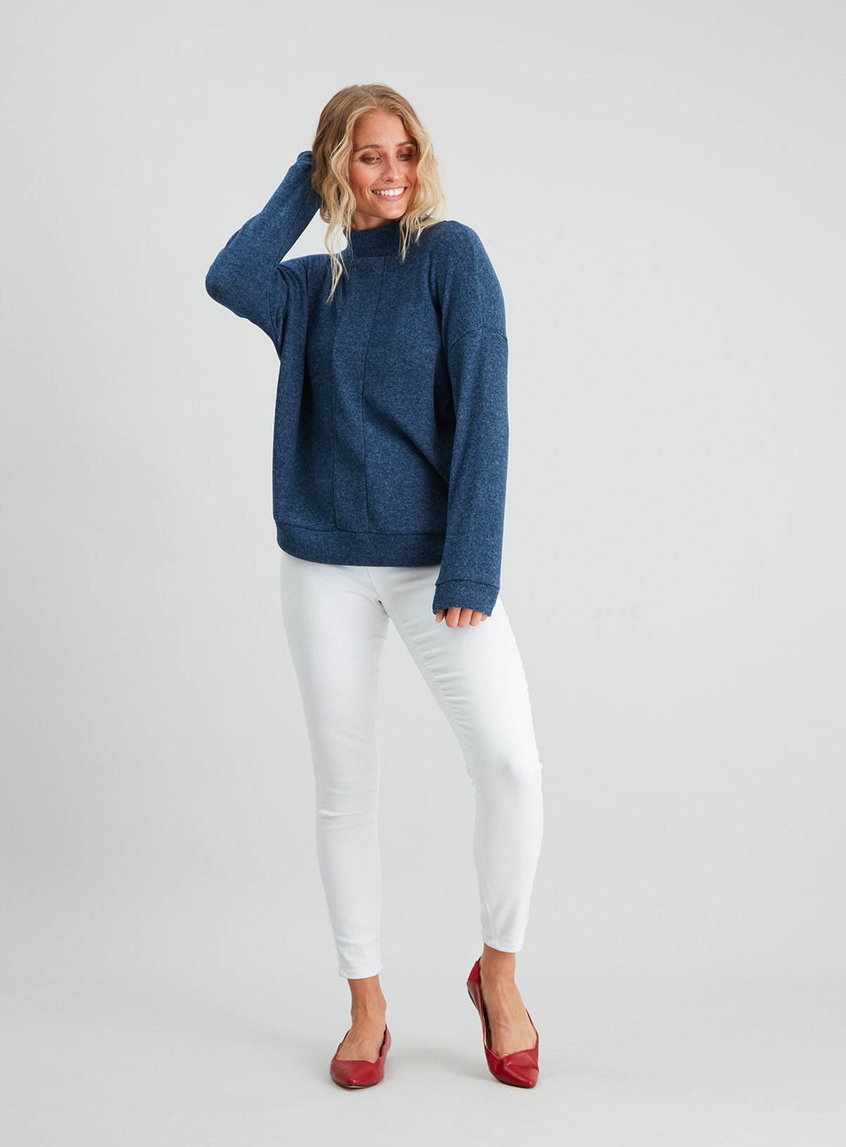 Navy Soft Touch Panelled High Neck Sweatshirt Review