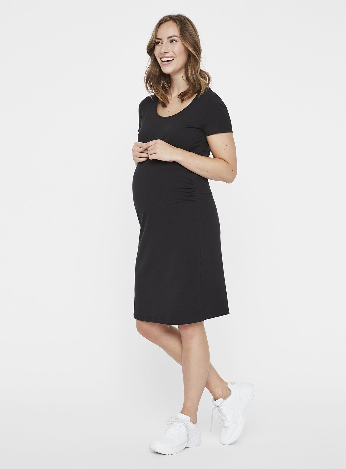 Black Short Sleeve Jersey Maternity Dress Review