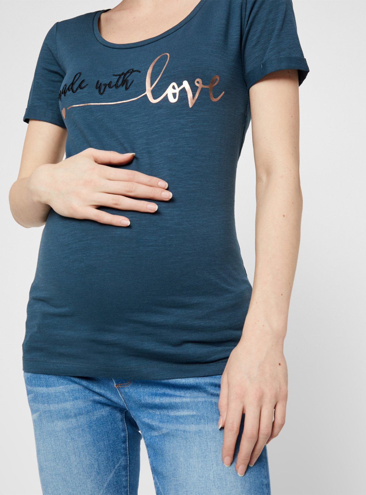 Dark Teal 'Made With Love' Slogan T-Shirt Review