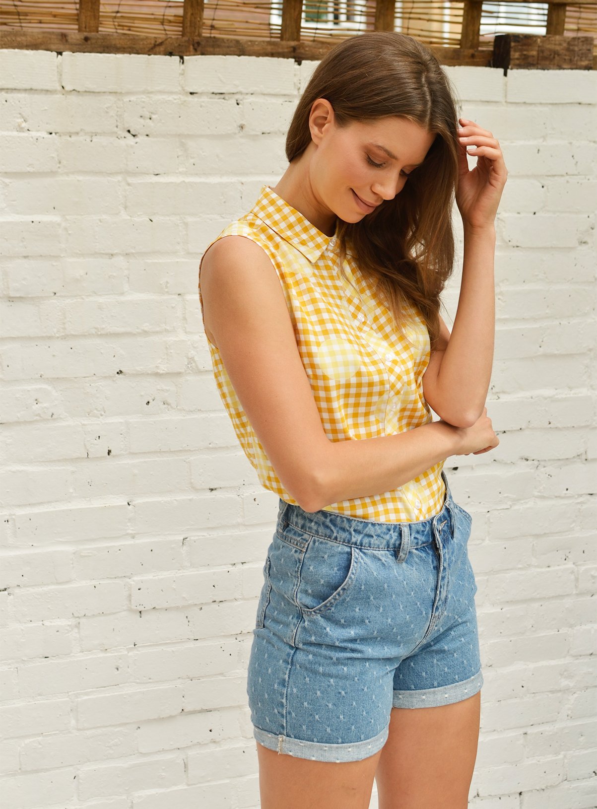 Spotted Gingham Sleeveless Western Shirt Review