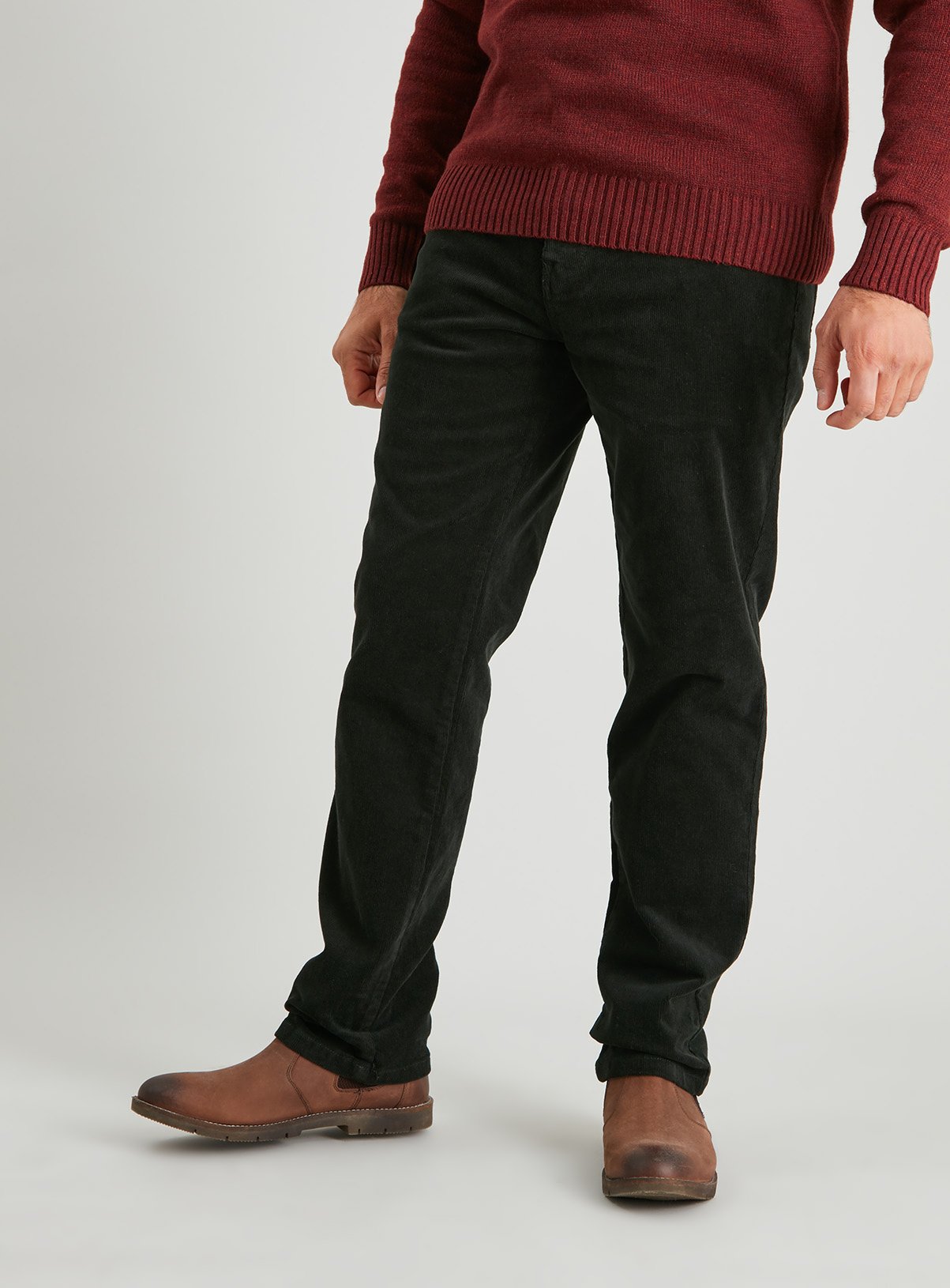 straight leg cord trousers