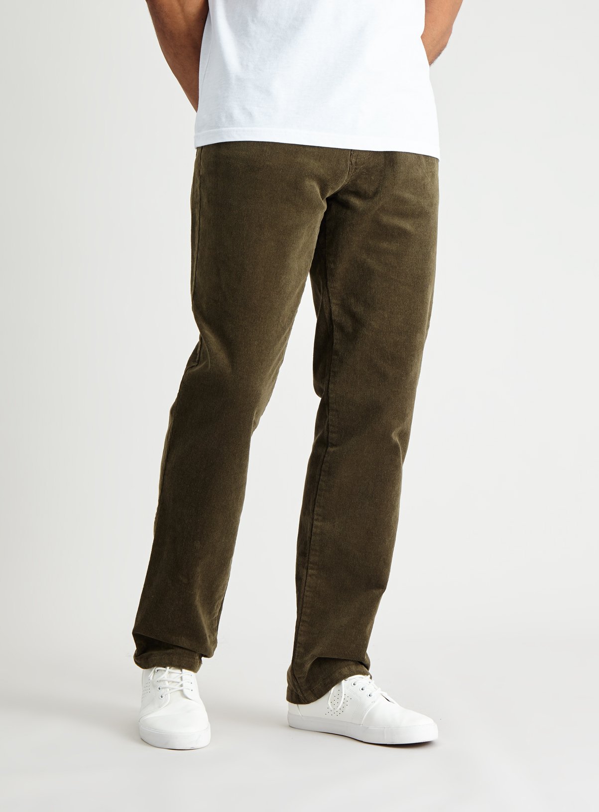 Green Straight Leg Corduroy Trousers With Stretch Review