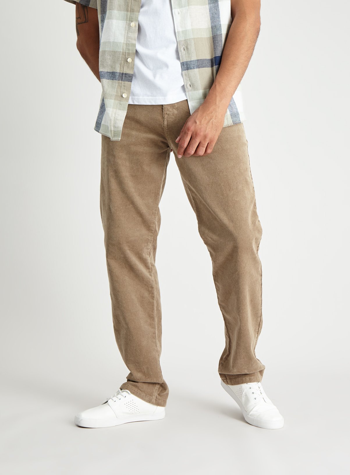 Stone Straight Leg Corduroy Trousers With Stretch Review