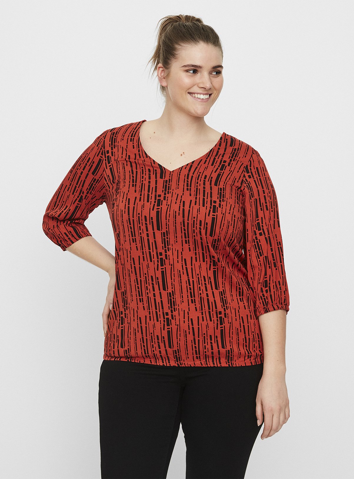 Red Abstract Print Blouse Review