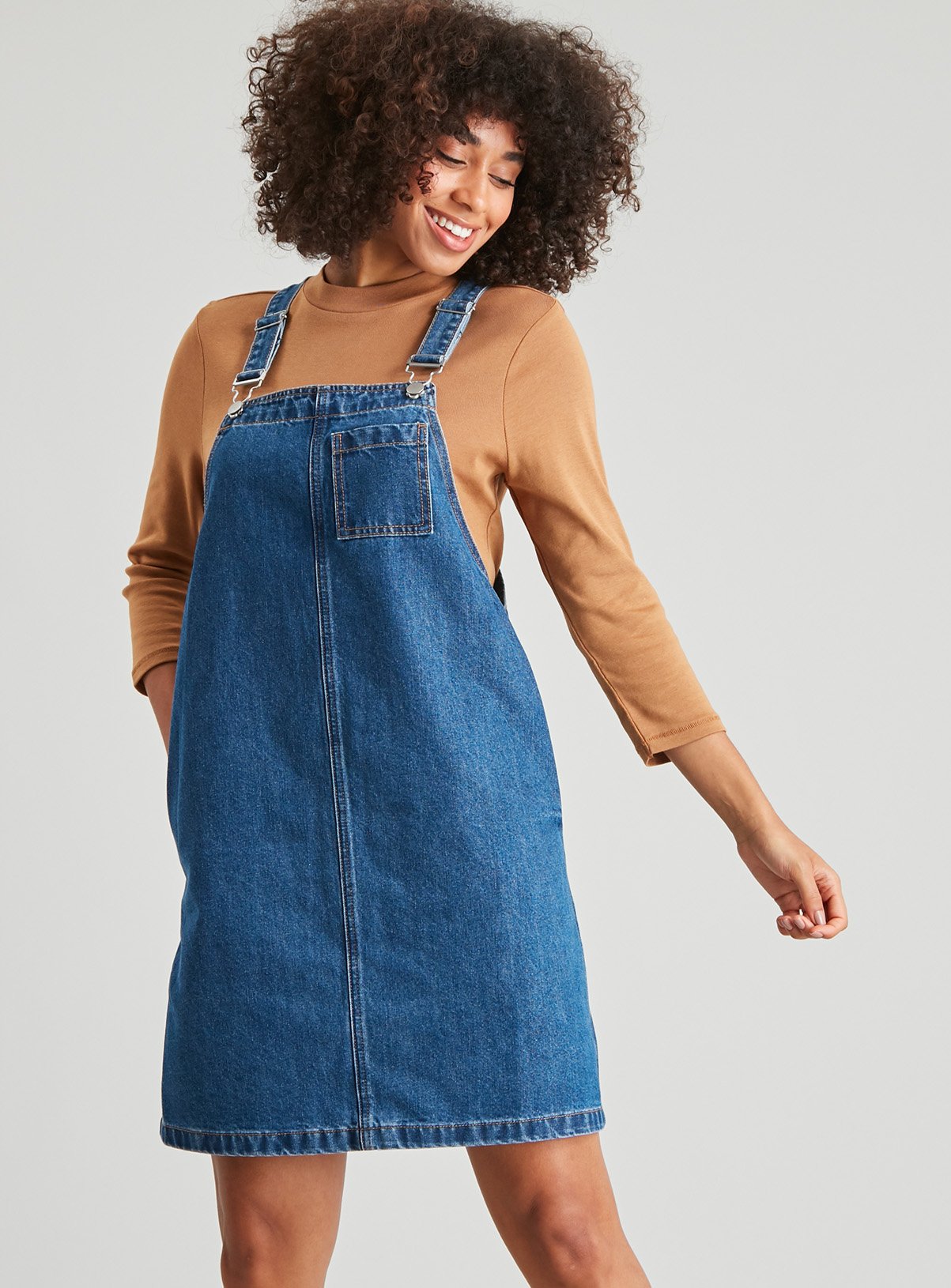 buy denim pinafore dress