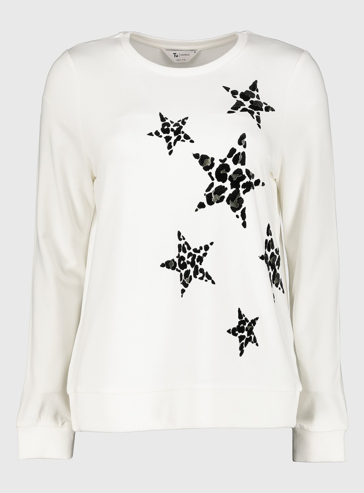 PETITE Cream Flock Leopard Trailing Star Sweatshirt Review