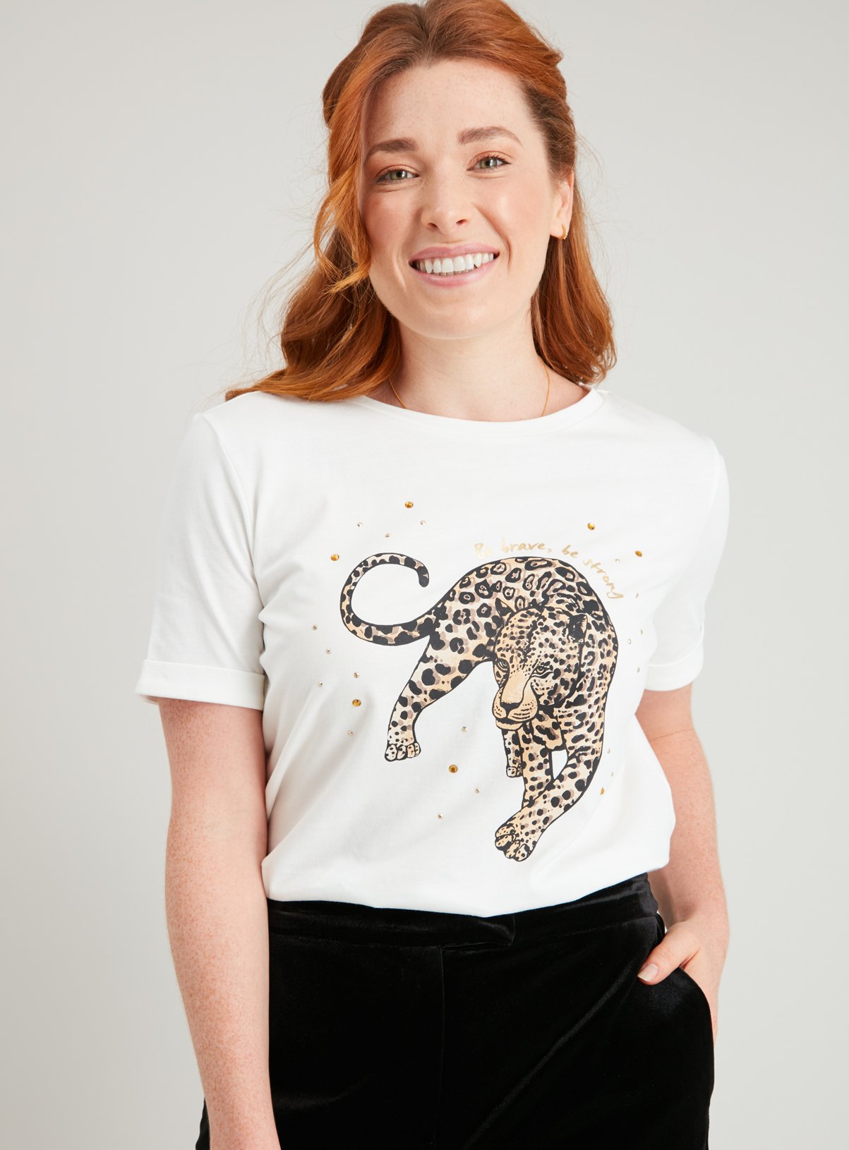 PETITE White Leopard Graphic T-Shirt Review