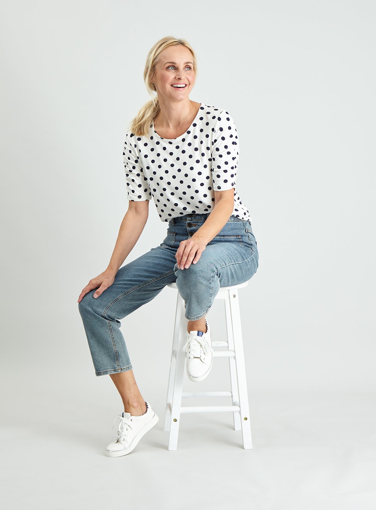 Polka Dot Ruched Sleeve Top Review