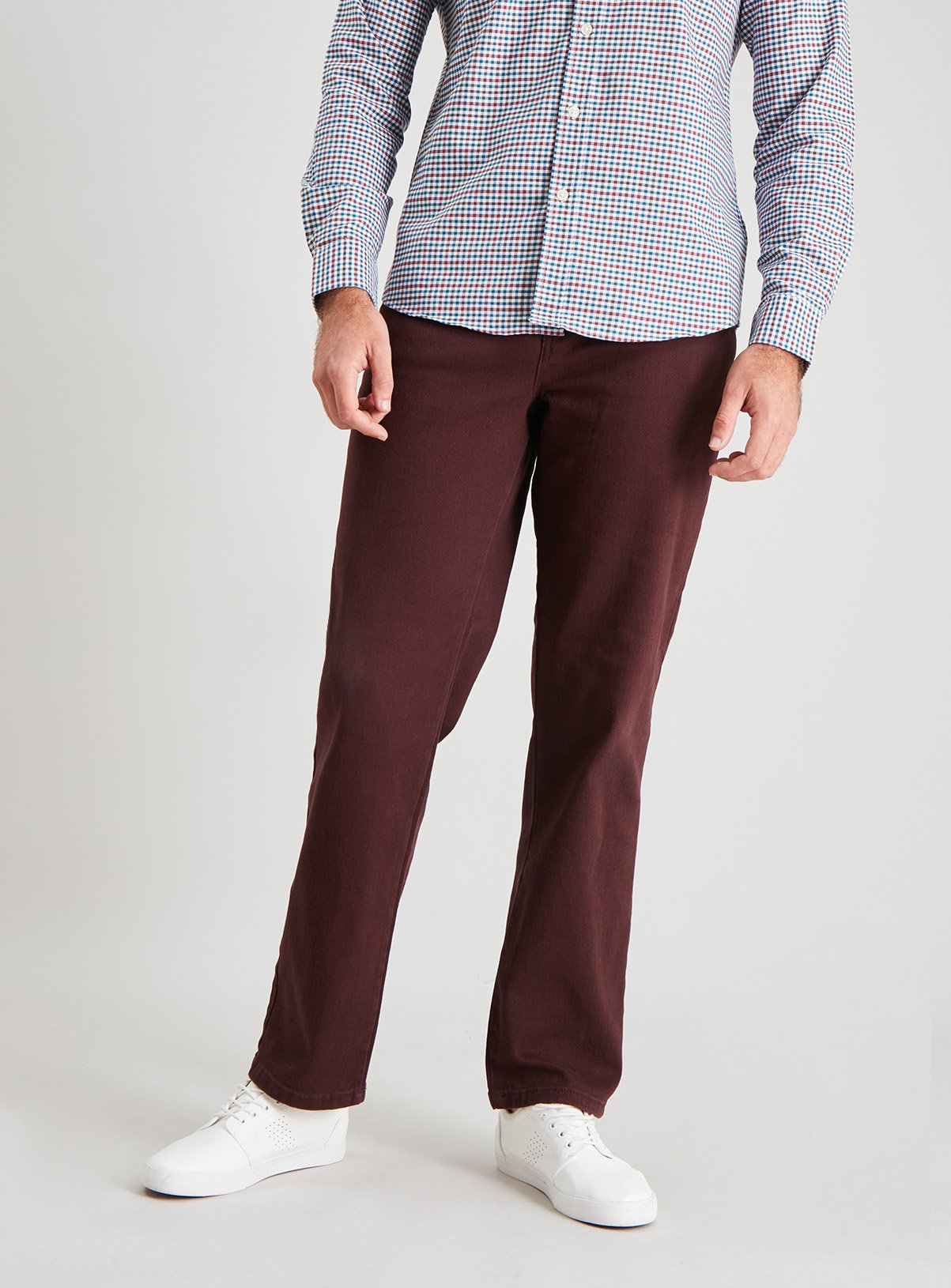 burgundy straight leg jeans