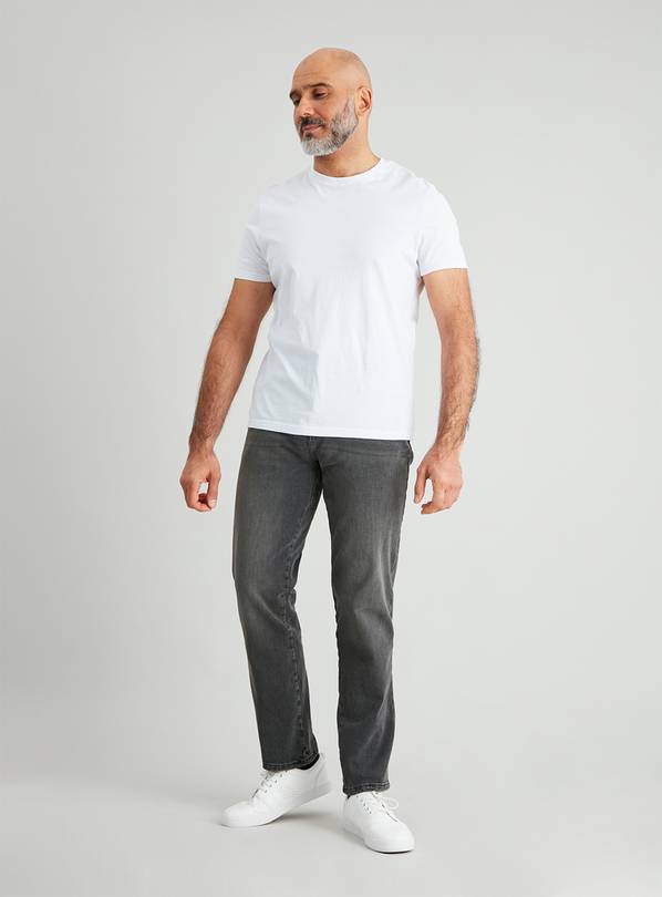 Grey Straight Leg Jeans With 4 Way Stretch - W32 L30
