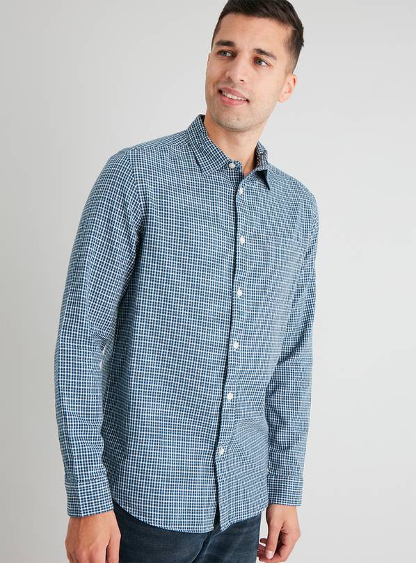 Micro Check Regular Fit Long Sleeve Shirt - XL