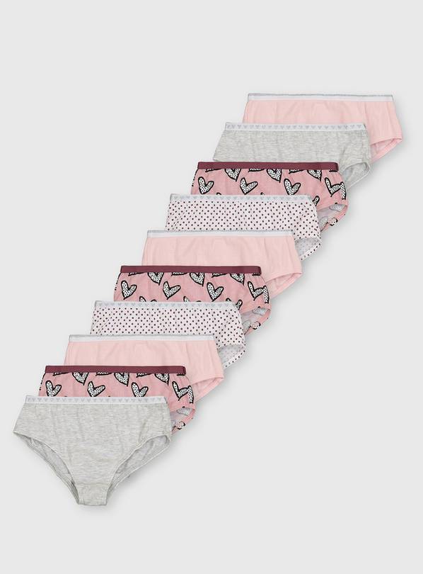 Pink Heart Briefs 10 Pack - 3-4 years