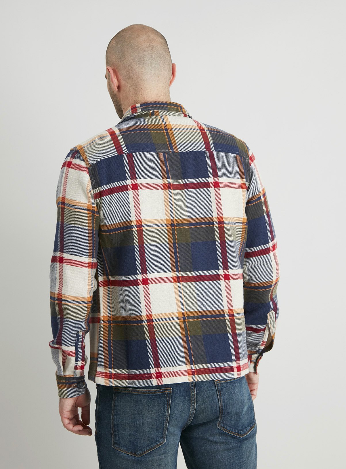 Khaki & Ochre Button Through Overshirt - S - Image 4 thumbnail
