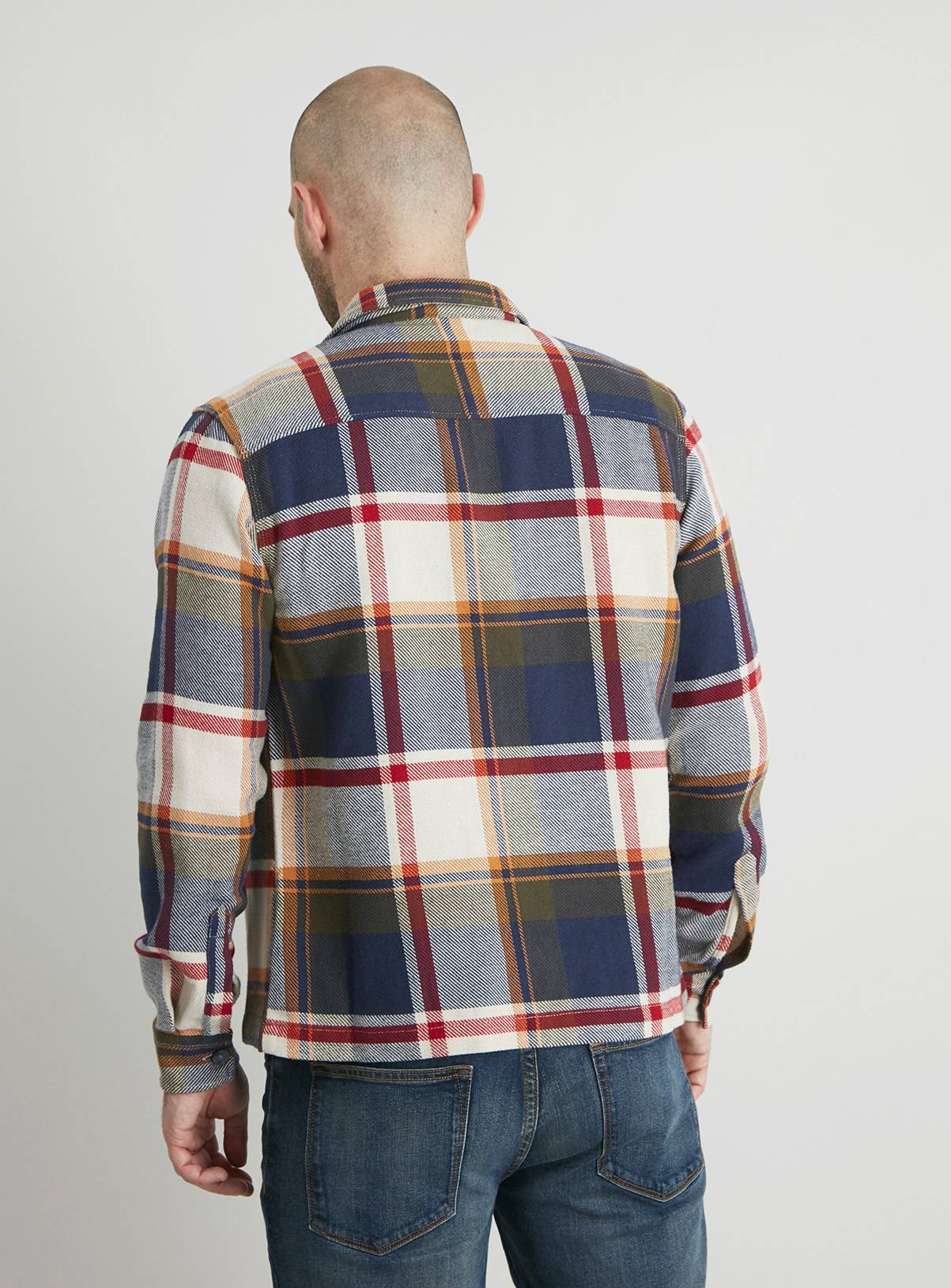 Khaki & Ochre Button Through Overshirt - XXXL - Image 4