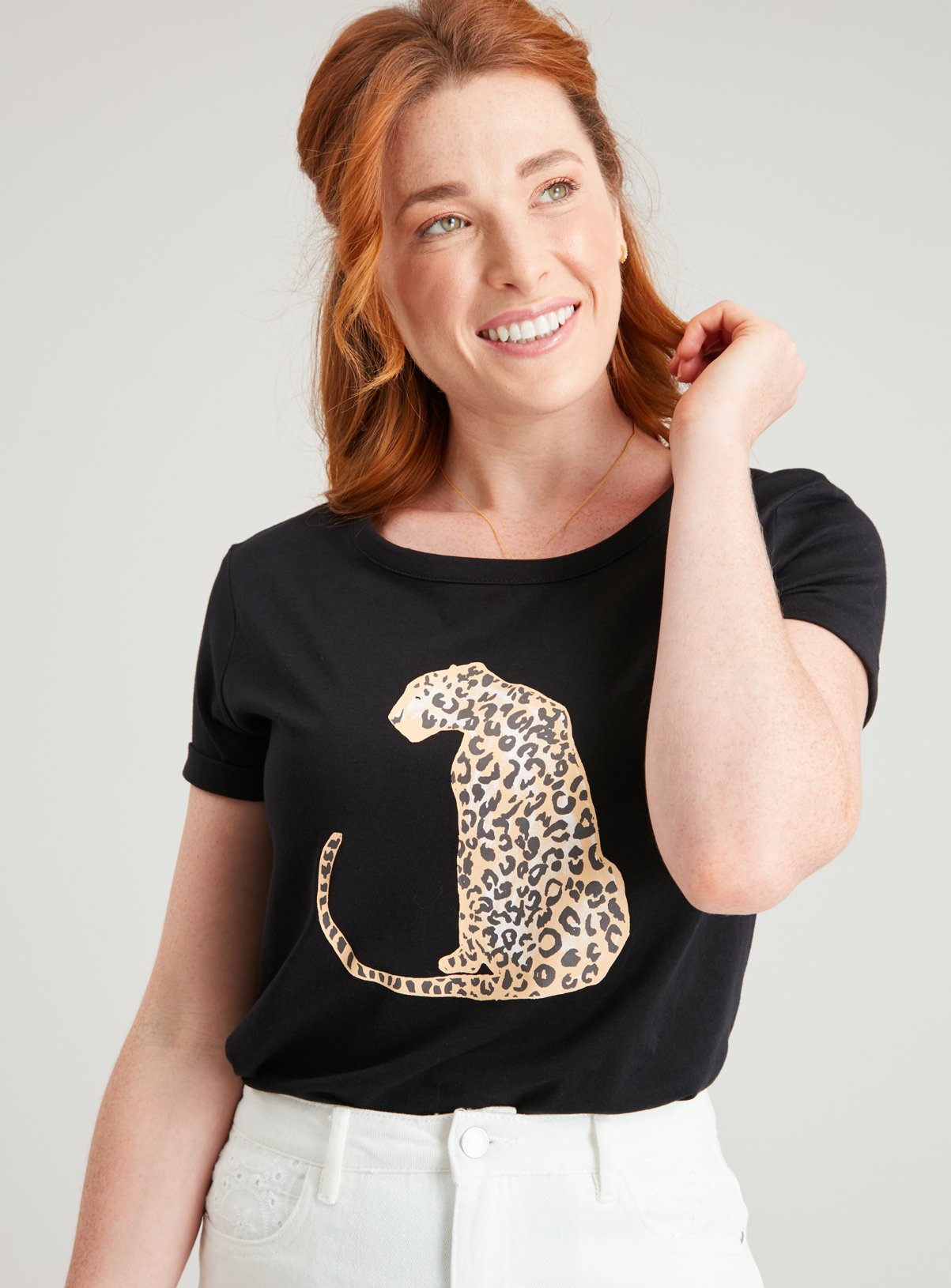 PETITE Black Leopard Design T-Shirt Review