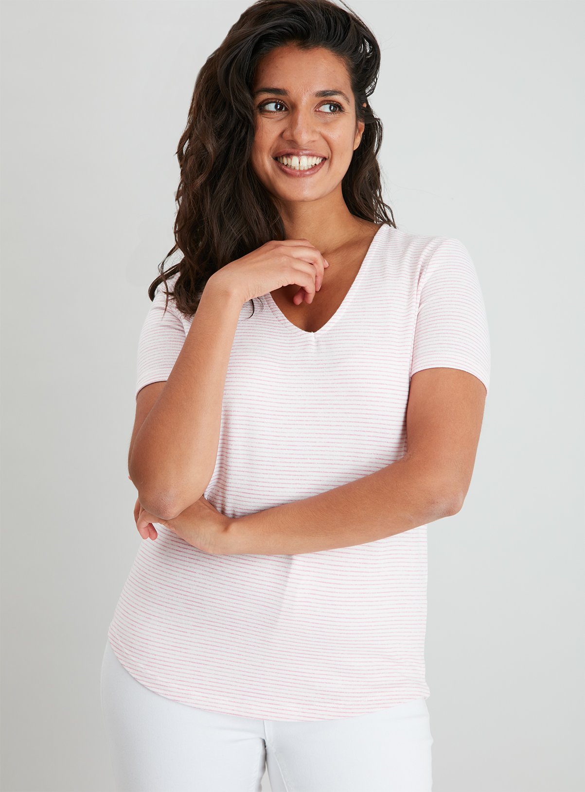 Pink Stripe V-Neck T-Shirt Review