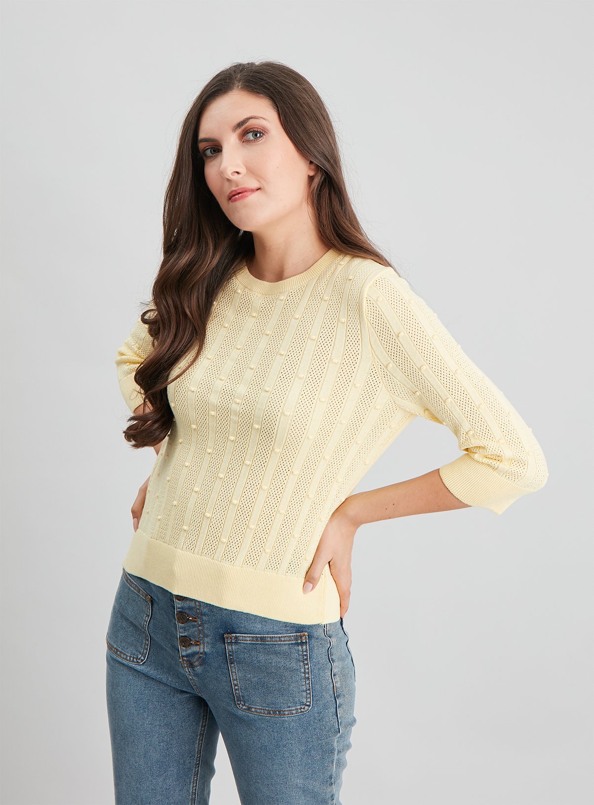 Yellow Rib Stripe Dotted Jumper Review