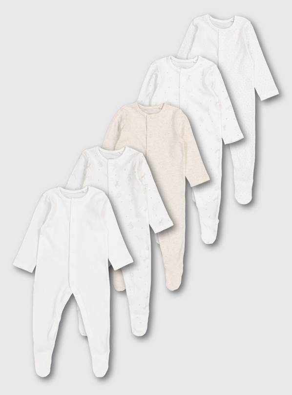 Safari Print Sleepsuits 5 Pack - Tiny Baby