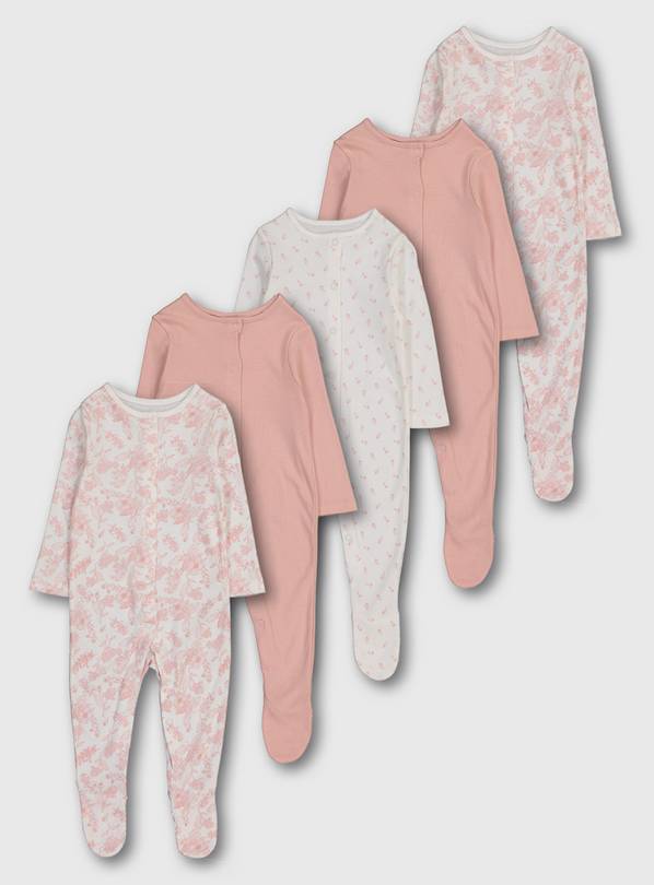 Buy Pink Floral Sleepsuits 5 Pack 912 months Sleepsuits and