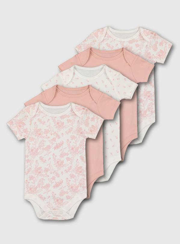 Pink Short Sleeve Bodysuit 5 Pack - Up to 3 mths