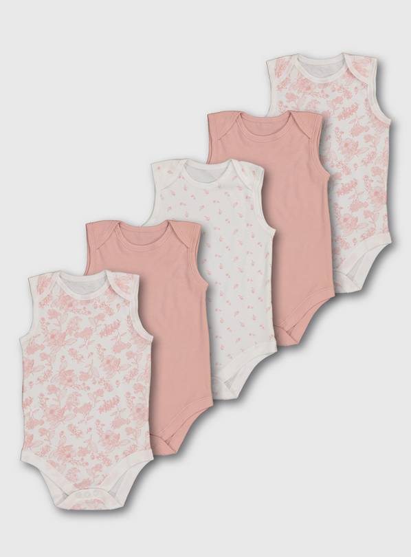Pink Sleeveless Bodysuits 5 Pack - Up to 3 mths