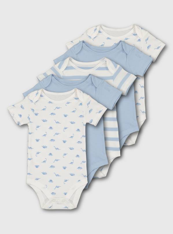 Blue Short Sleeve Bodysuit 5 Pack - Newborn