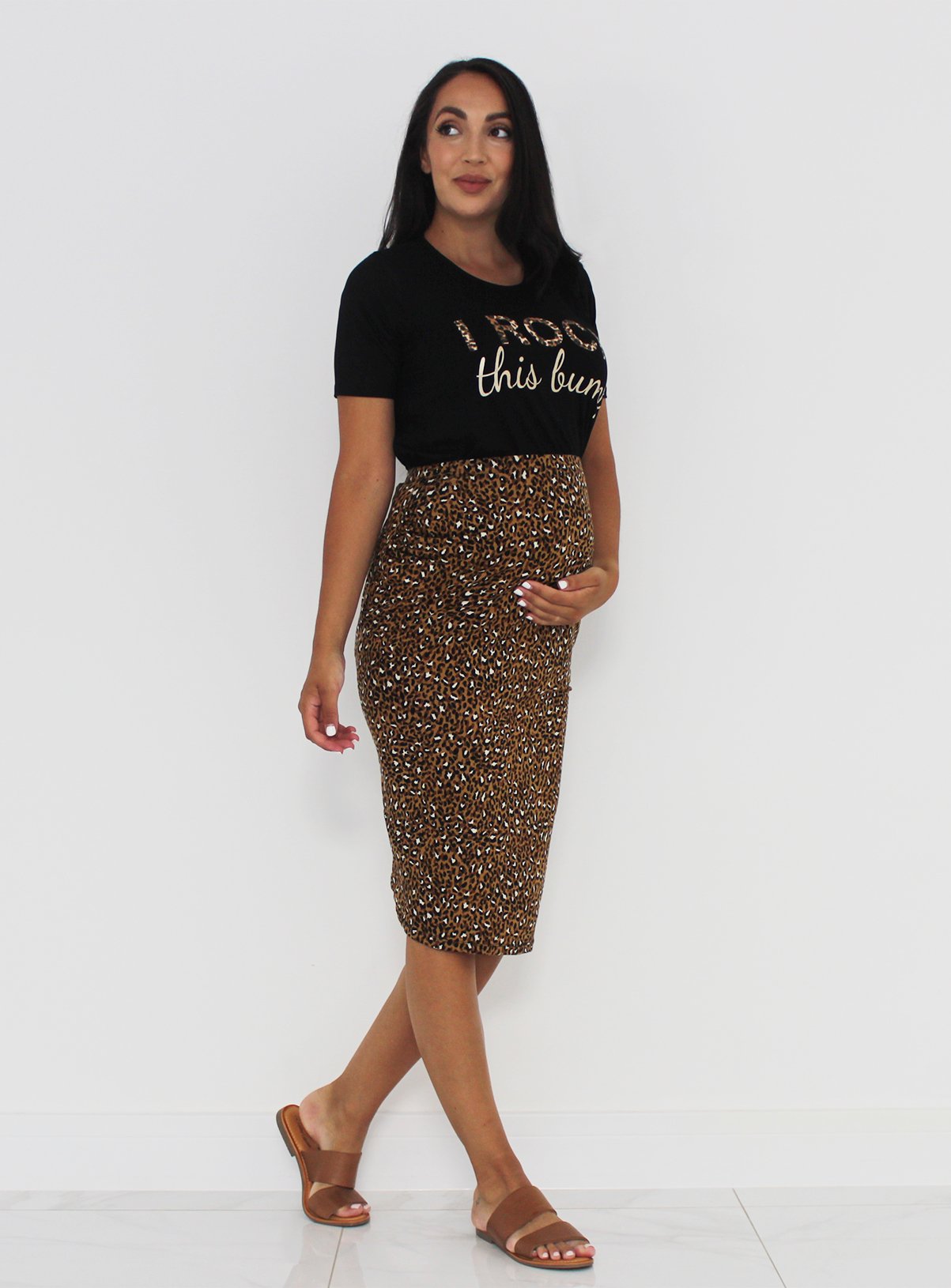 tan maternity skirt
