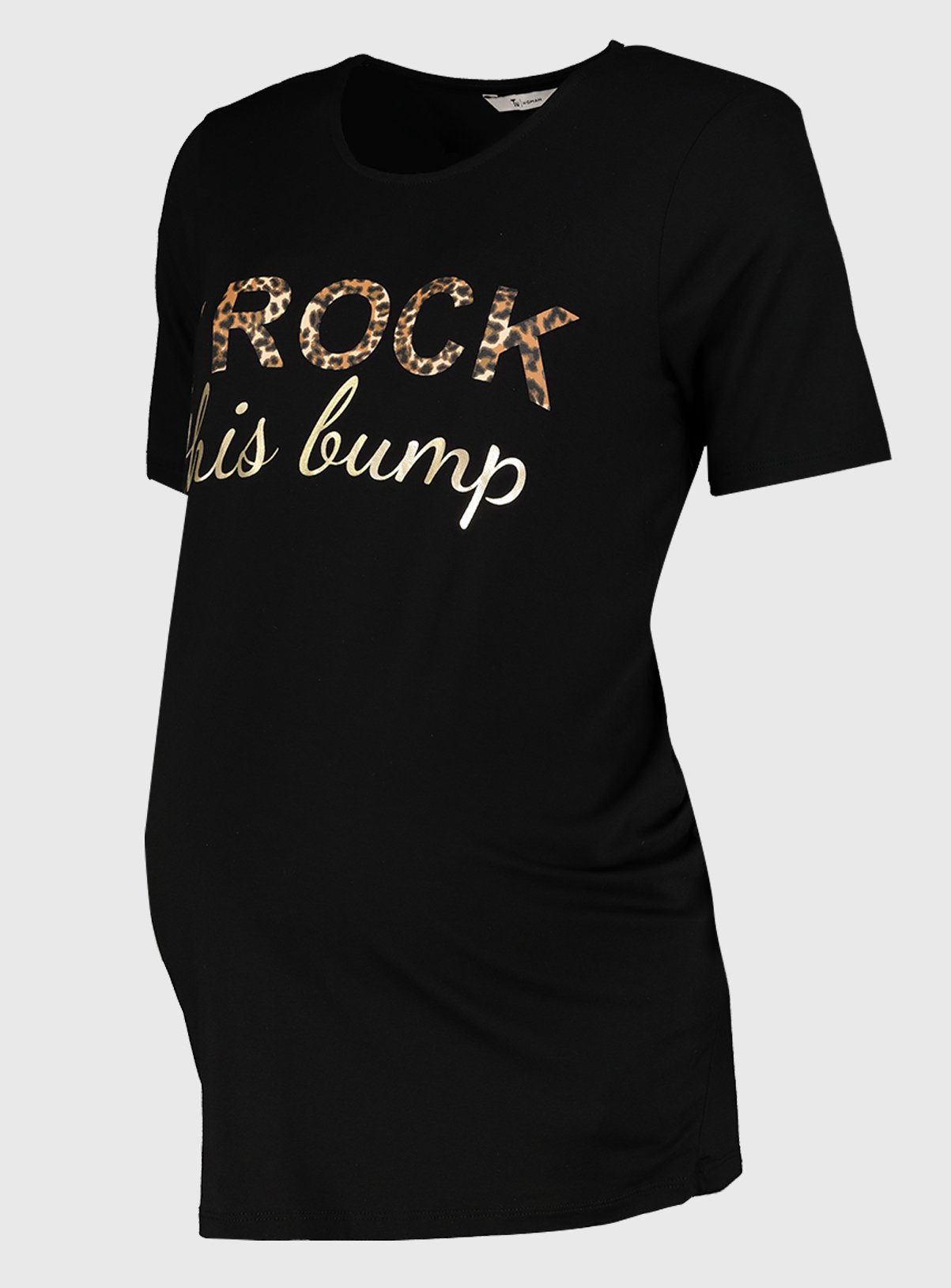 Maternity Black Leopard Print Slogan T-Shirt Review