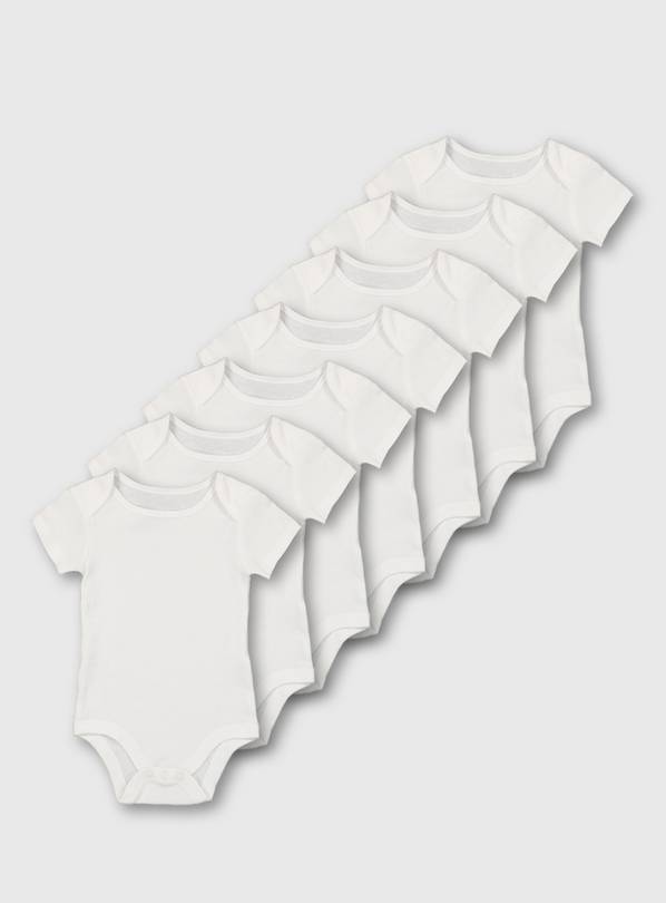 White Short Sleeve Bodysuit 7 Pack - 2-3 years