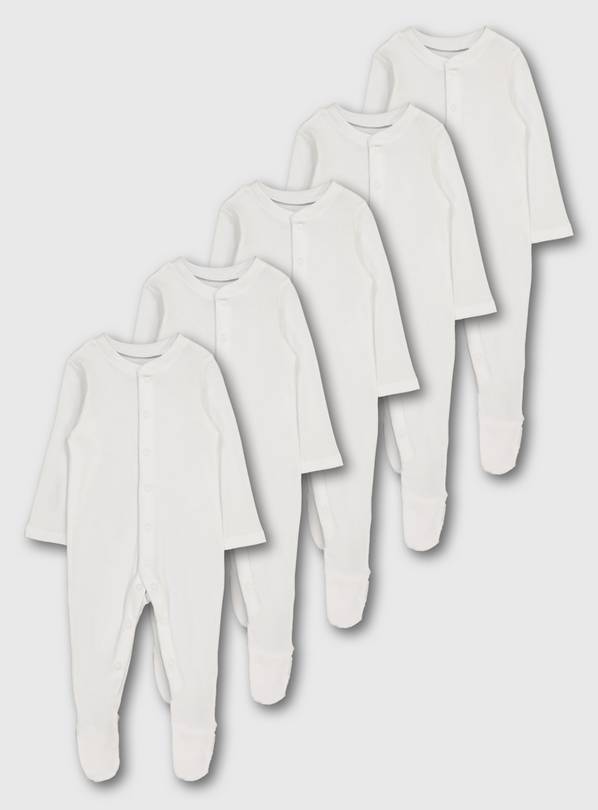 White Sleepsuit 5 Pack - Up to 1 mth
