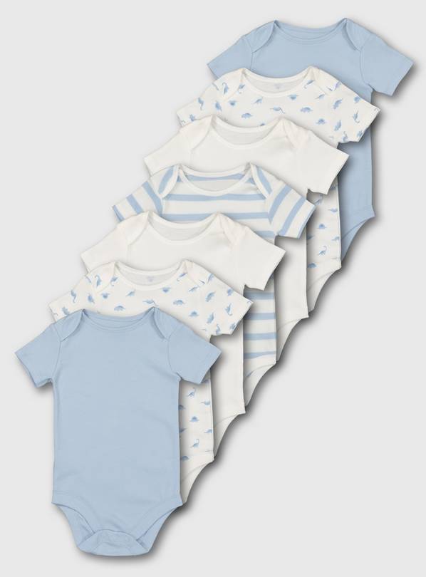 Blue Short Sleeve Bodysuit 7 Pack - Newborn