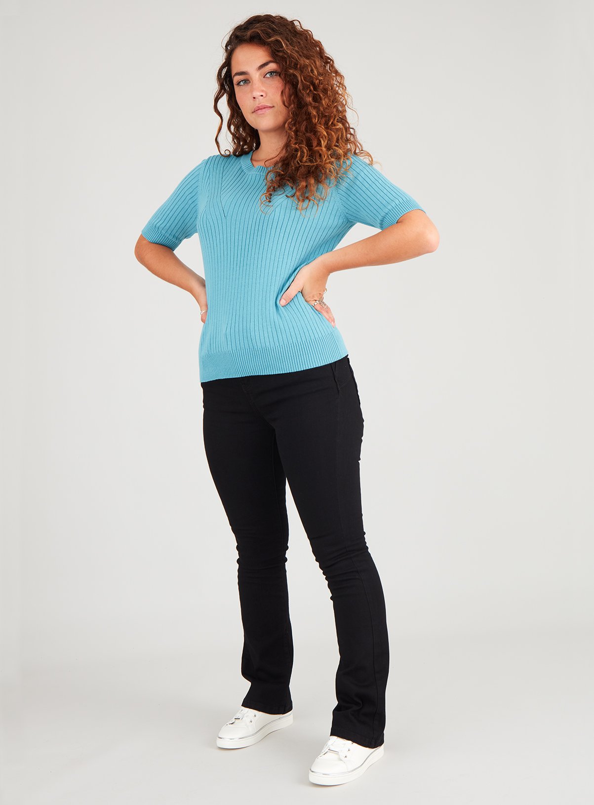 Blue Rib Knit Short Sleeve Jumper Review