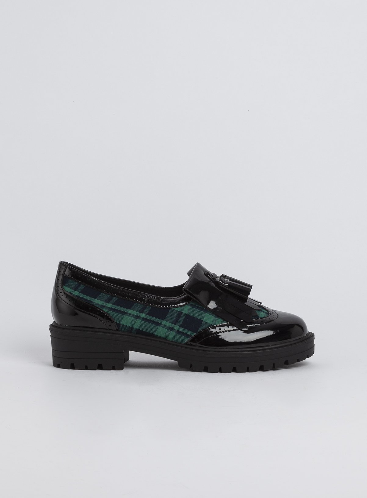 chunky patent loafers